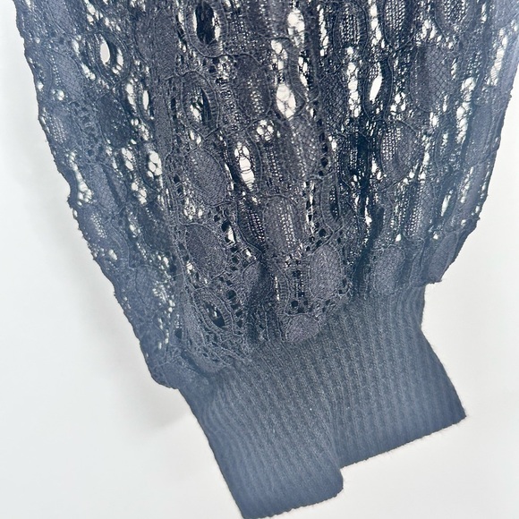 NWT MIHOLL Black Lace Sleeve Sweater Top Elegant Evening Party Blouse Size Med - Picture 6 of 10